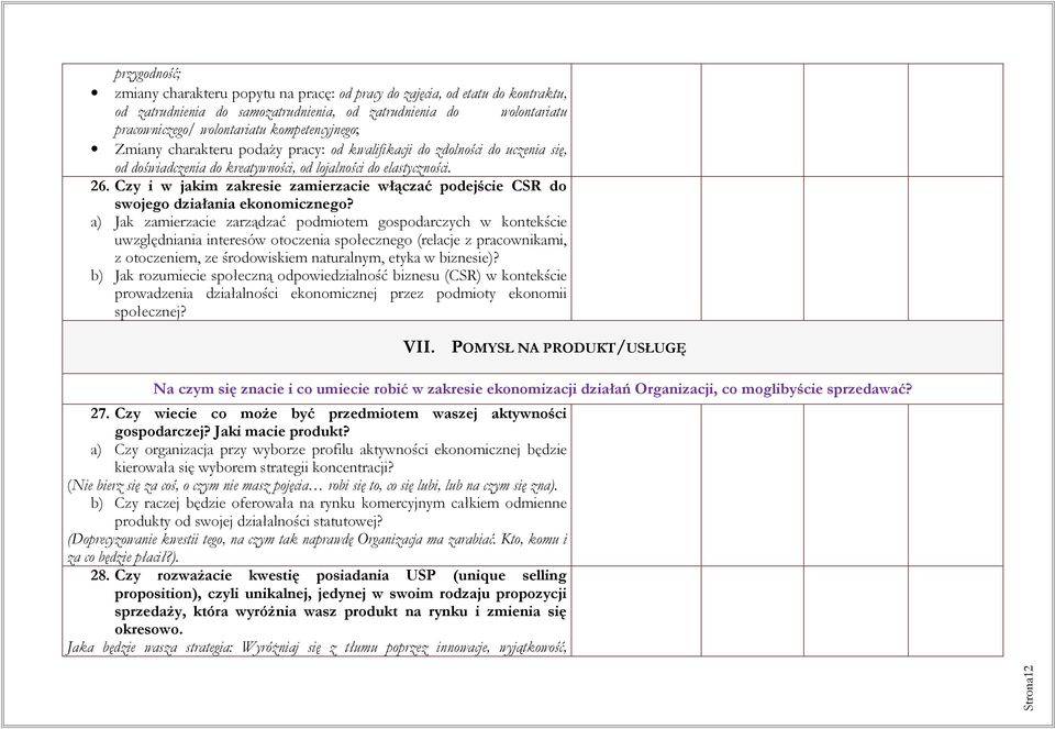 Czy i w jakim zakresie zamierzacie włączać podejście CSR do swojego działania ekonomicznego?