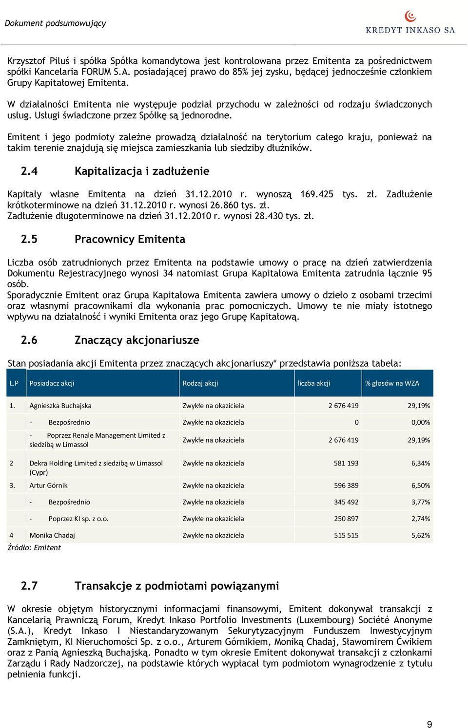 Usługi świadczone przez Spółkę są jednorodne.