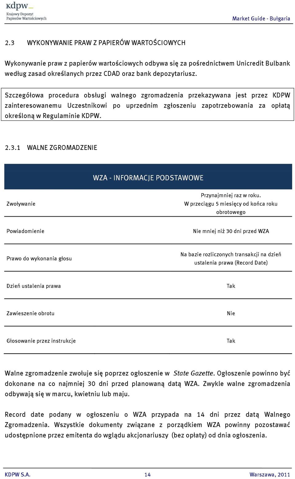 1 WALNE ZGROMADZENIE WZA - INFORMACJE PODSTAWOWE Zwoływanie Przynajmniej raz w roku.