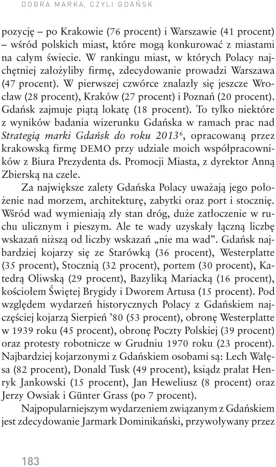 W pierwszej czwórce znalazły się jeszcze Wrocław (28 procent), Kraków (27 procent) i Poznań (20 procent). Gdańsk zajmuje piątą lokatę (18 procent).