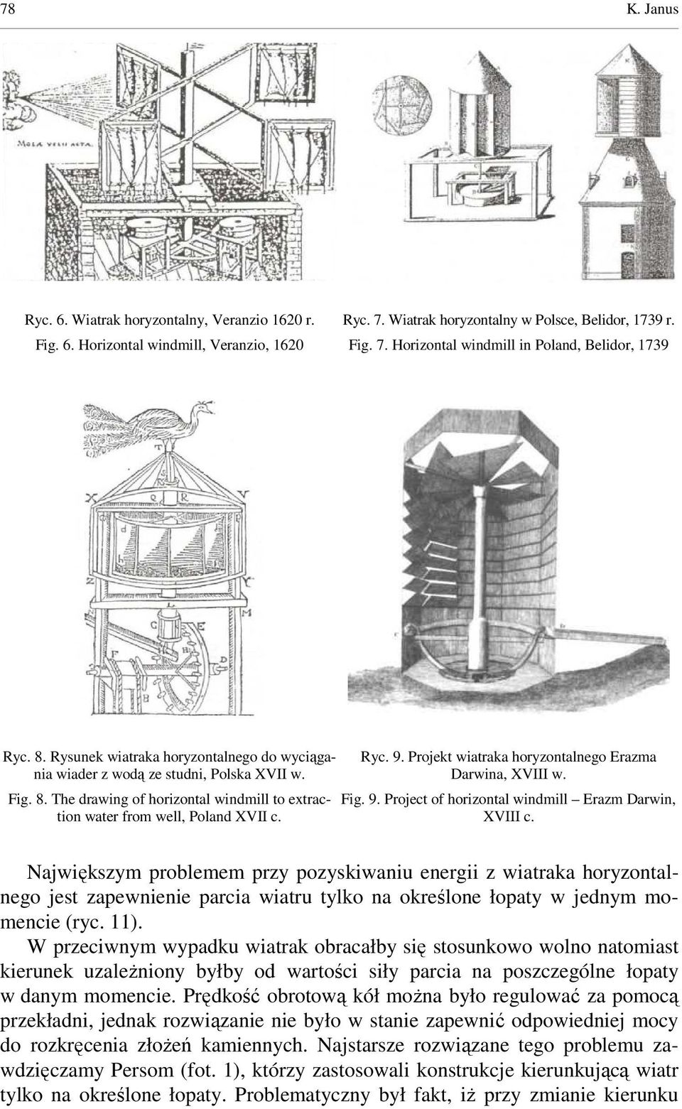 Projekt wiatraka horyzontalnego Erazma Darwina, XVIII w. Fig. 9. Project of horizontal windmill Erazm Darwin, XVIII c.