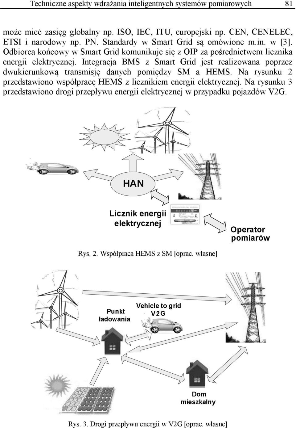 Integracja BMS z Smart Grid jest realizowana poprzez dwukierunkową transmisję danych pomiędzy SM a HEMS. Na rysunku 2 przedstawiono współpracę HEMS z licznikiem energii elektrycznej.