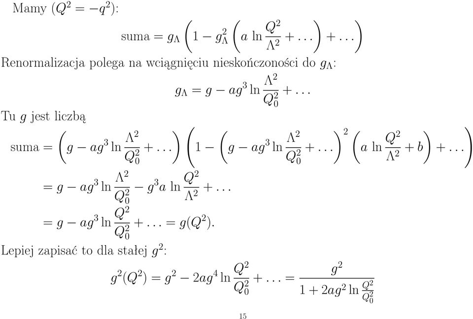 2 0 g Λ = g ag 3 ln Λ2 Q 2 0 +...) ( 1 +... (g ag 3 ln Λ2 Q 2 0 ) 2 ) +... (a ln Q2 Λ + b 2 +.