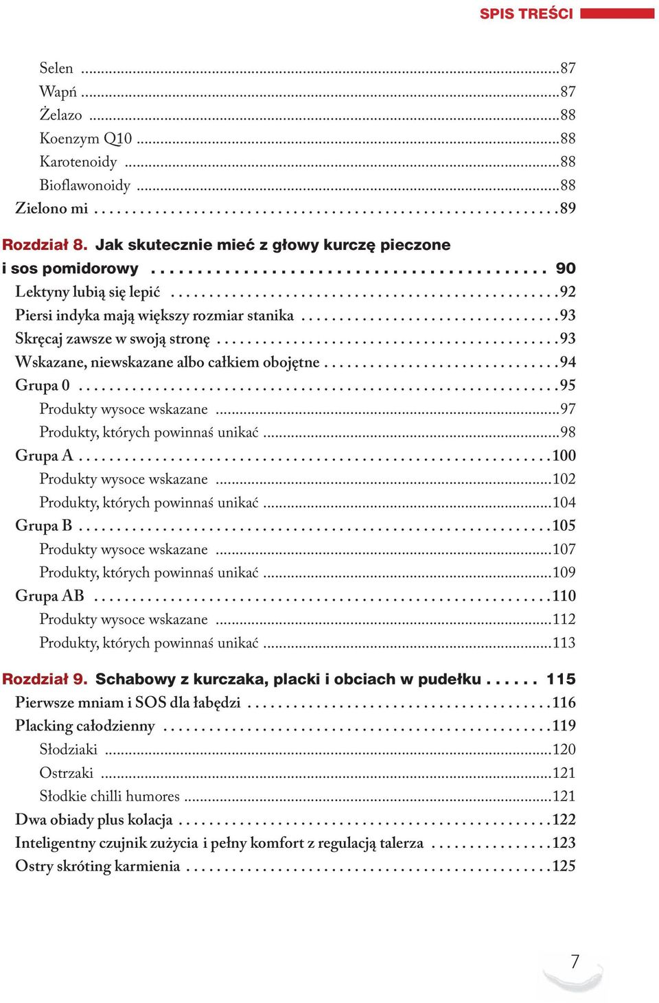 ..95 Produkty wysoce wskazane...97 Produkty, których powinnaś unikać...98 Grupa A...100 Produkty wysoce wskazane...102 Produkty, których powinnaś unikać...104 Grupa B...105 Produkty wysoce wskazane.