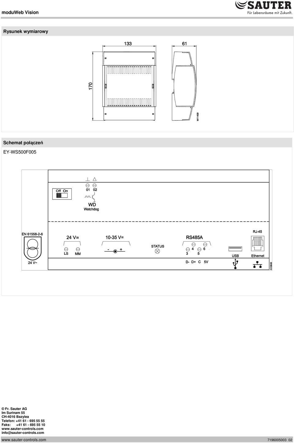 61-695 55 55 Faks: +41 61-695 55 10 www.sauter-controls.