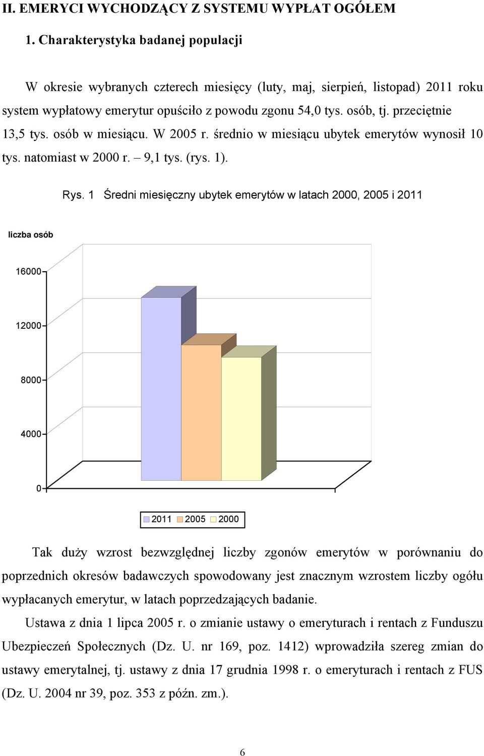 przeciętnie 13,5 tys. osób w miesiącu. W 2005 r. średnio w miesiącu ubytek emerytów wynosił 10 tys. natomiast w 2000 r. 9,1 tys. (rys. 1). Rys.