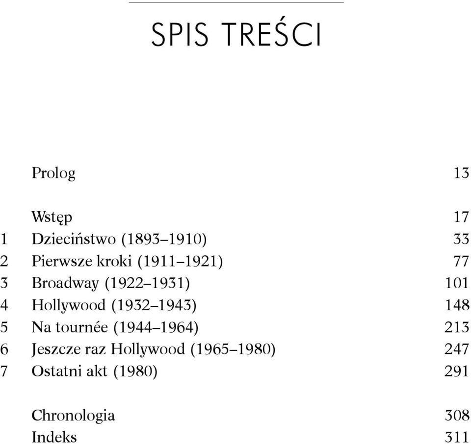 Hollywood (1932 1943) 148 5 Na tournée (1944 1964) 213 6 Jeszcze