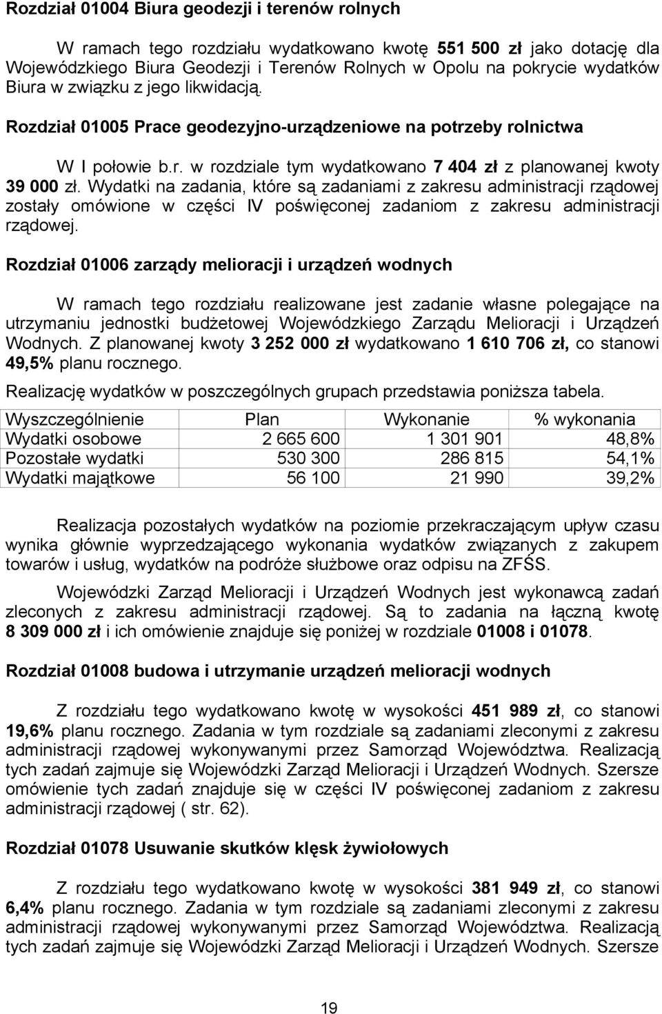 Wydatki na zadania, które są zadaniami z zakresu administracji rządowej zostały omówione w części IV poświęconej zadaniom z zakresu administracji rządowej.