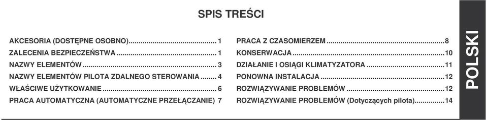 .. 6 PRACA AUTOMATYCZNA (AUTOMATYCZNE PRZEŁĄCZANIE) 7 PRACA Z CZASOMIERZEM...8 KONSERWACJA.