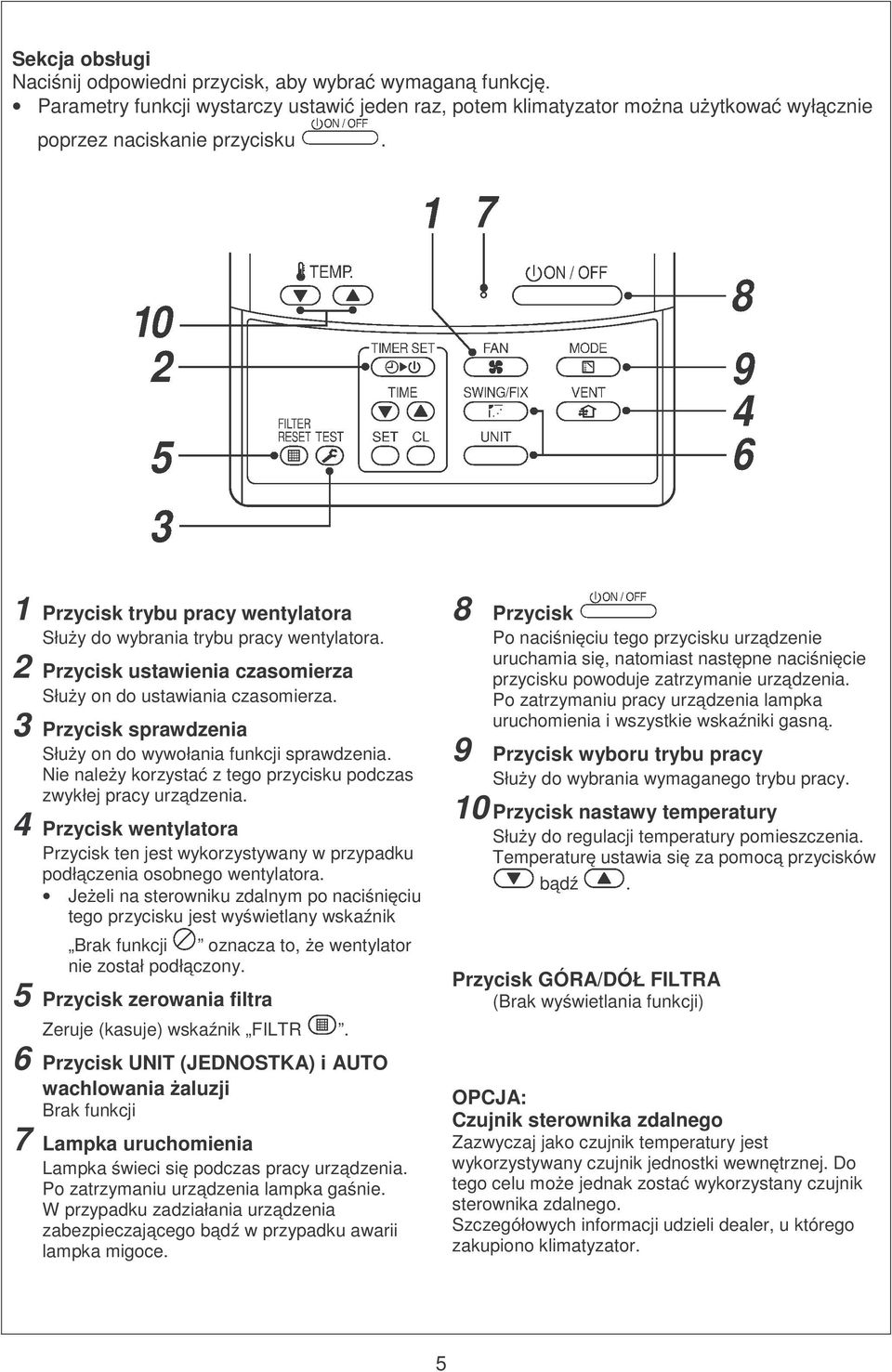 3 Przycisk sprawdzenia Służy on do wywołania funkcji sprawdzenia. Nie należy korzystać z tego przycisku podczas zwykłej pracy urządzenia.