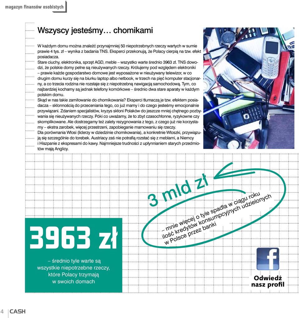 Królujemy pod względem elektroniki prawie każde gospodarstwo domowe jest wyposażone w nieużywany telewizor, w co drugim domu kurzy się na biurku laptop albo netbook, w trzech na pięć komputer