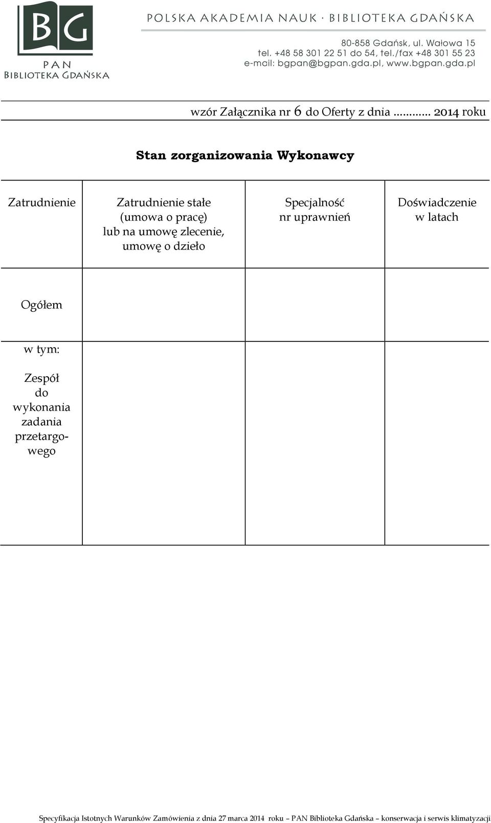 Zatrudnienie stałe (umowa o pracę) lub na umowę zlecenie, umowę o