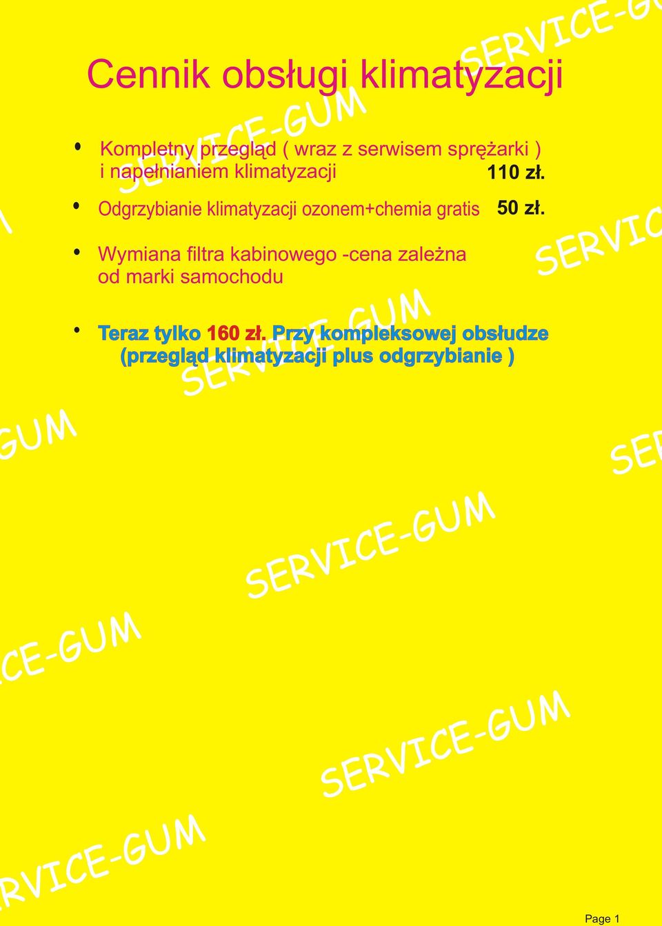 SERVICE-GUM SERVICE-GU Odgrzybianie klimatyzacji ozonem+chemia gratis Wymiana