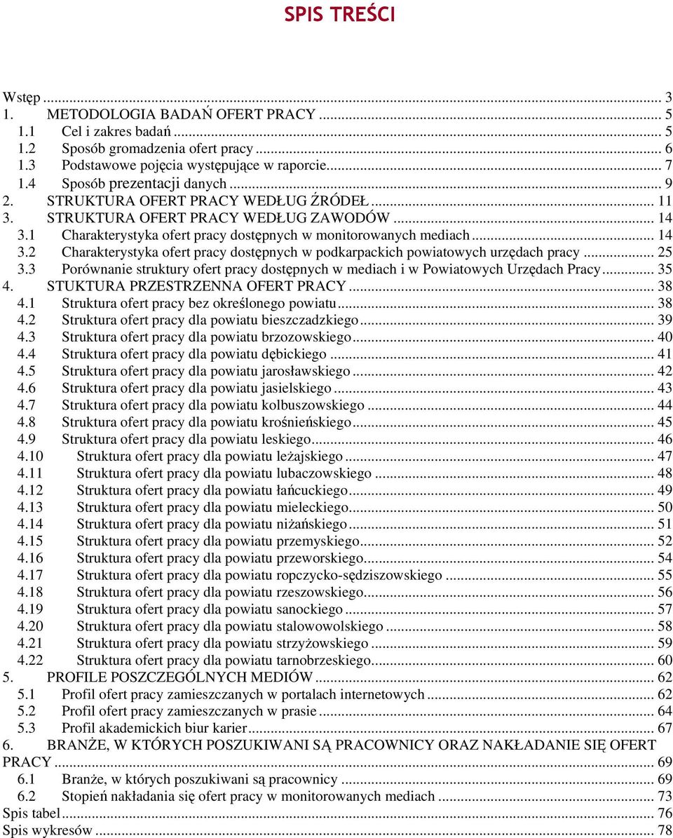 1 Charakterystyka ofert pracy dostępnych w monitorowanych mediach... 14 3.2 Charakterystyka ofert pracy dostępnych w podkarpackich powiatowych urzędach pracy... 25 3.