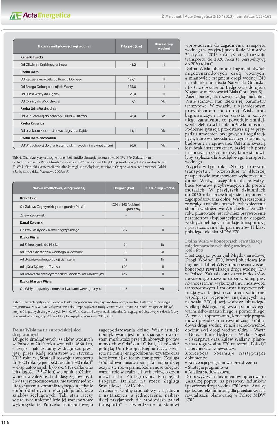 eksploatowanych było ok. 91% całkowitej ich długości (3 347 km) w stopniu zróżnicowanym w zależności od klasy żeglowności.