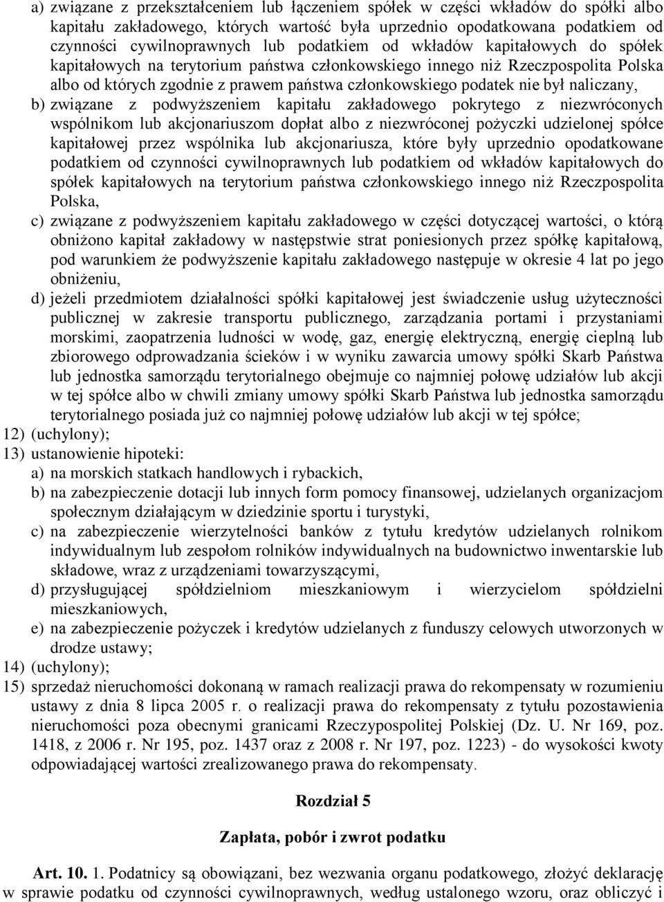 naliczany, b) związane z podwyższeniem kapitału zakładowego pokrytego z niezwróconych wspólnikom lub akcjonariuszom dopłat albo z niezwróconej pożyczki udzielonej spółce kapitałowej przez wspólnika