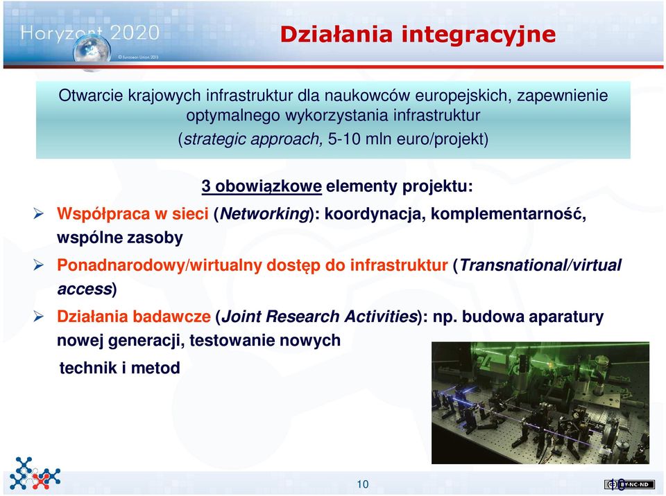 koordynacja, komplementarność, wspólne zasoby Ponadnarodowy/wirtualny dostęp do infrastruktur (Transnational/virtual