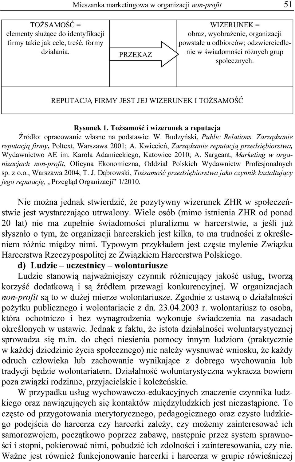 To samo i wizerunek a reputacja ród o: opracowanie w asne na podstawie: W. Budzy ski, Public Relations. Zarz dzanie reputacj firmy, Poltext, Warszawa 2001; A.