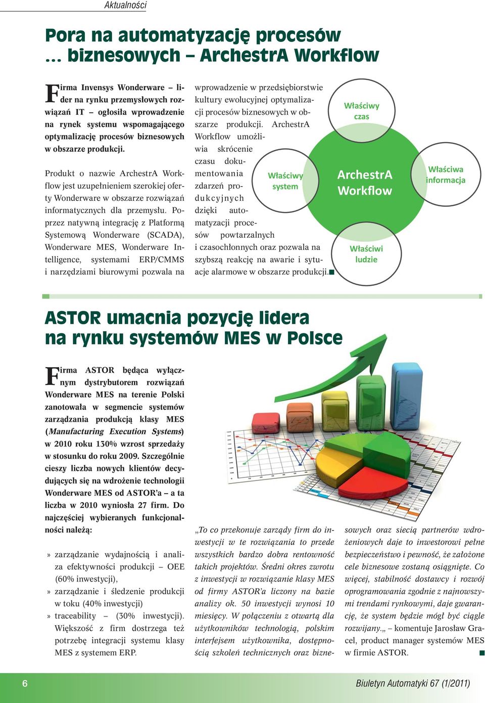 Poprzez natywną integrację z Platformą Systemową Wonderware (SCADA), Wonderware MES, Wonderware Intelligence, systemami ERP/CMMS i narzędziami biurowymi pozwala na wprowadzenie w przedsiębiorstwie