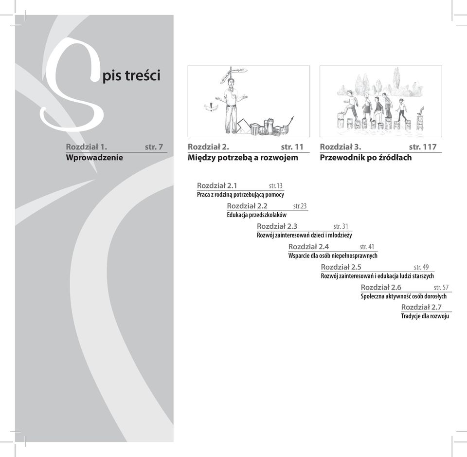 31 Rozwój zainteresowań dzieci i młodzieży Rozdział 2.4 str. 41 Wsparcie dla osób niepełnosprawnych Rozdział 2.5 str.