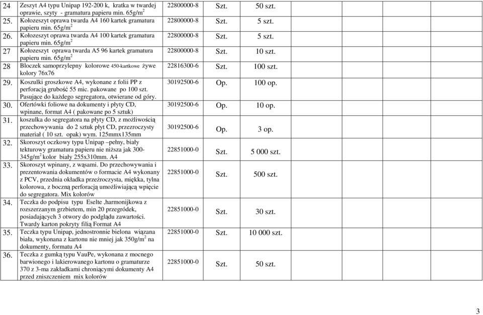 Koszulki groszkowe A4, wykonane z folii PP z perforacją grubość 55 mic. pakowane po 100 szt. Pasujące do kaŝdego segregatora, otwierane od góry. 30.