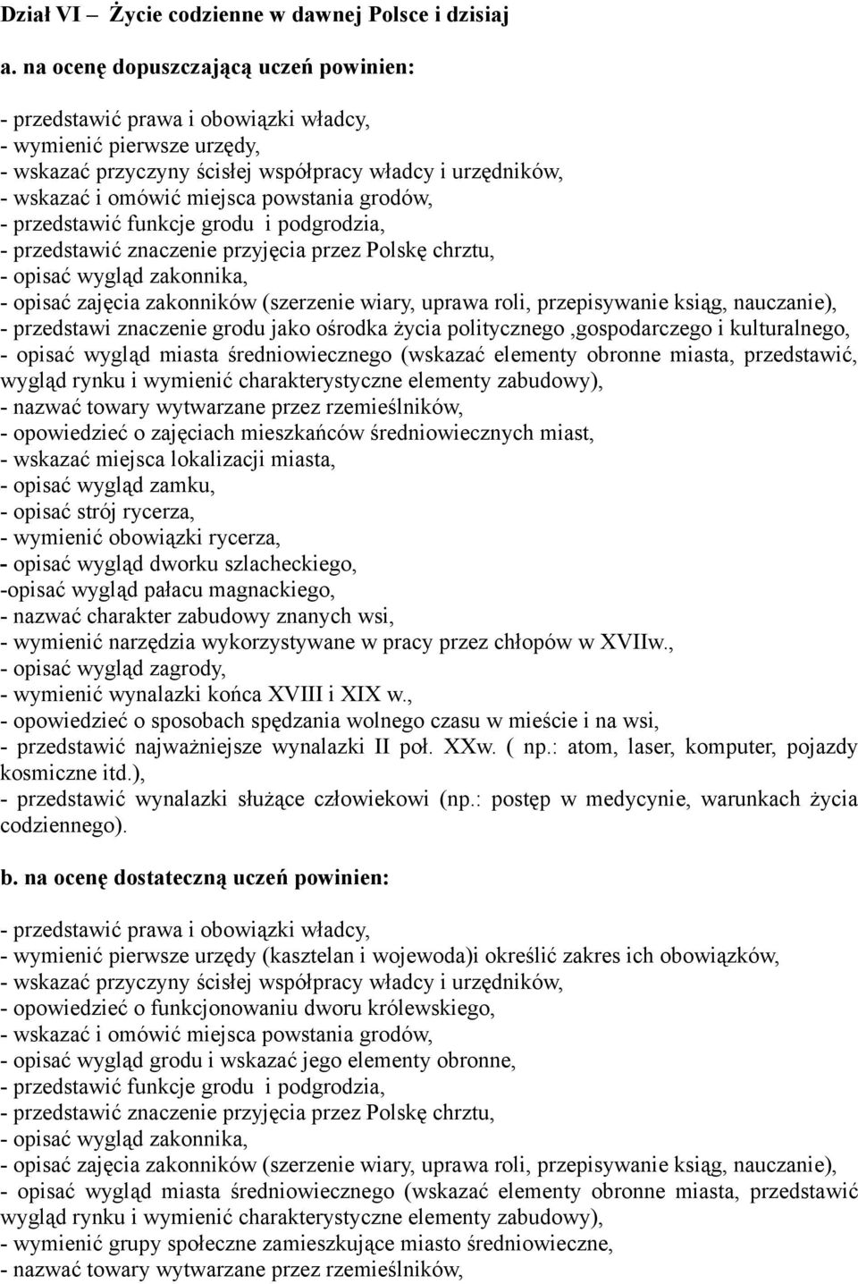 powstania grodów, - przedstawić funkcje grodu i podgrodzia, - przedstawić znaczenie przyjęcia przez Polskę chrztu, - opisać wygląd zakonnika, - opisać zajęcia zakonników (szerzenie wiary, uprawa