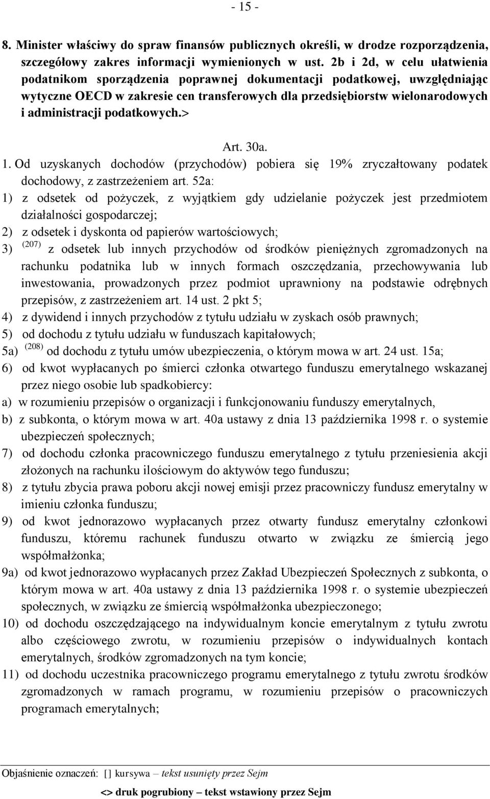 podatkowych.> Art. 30a. 1. Od uzyskanych dochodów (przychodów) pobiera się 19% zryczałtowany podatek dochodowy, z zastrzeżeniem art.