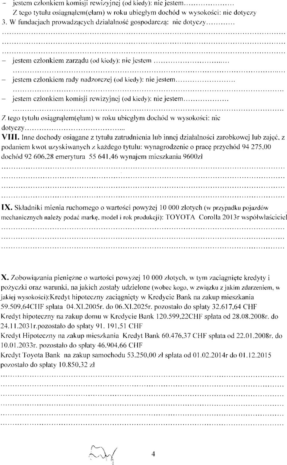 Inne dochody osiqgane z tytulu zatruclnienia lub innc'j dzialalnosci zarobkowc.j lub zajgc. z podanienr kwot uzyskiwanych z ka2dego tytrilu: w)'nagrodzenie o pracg przych6d 94215.