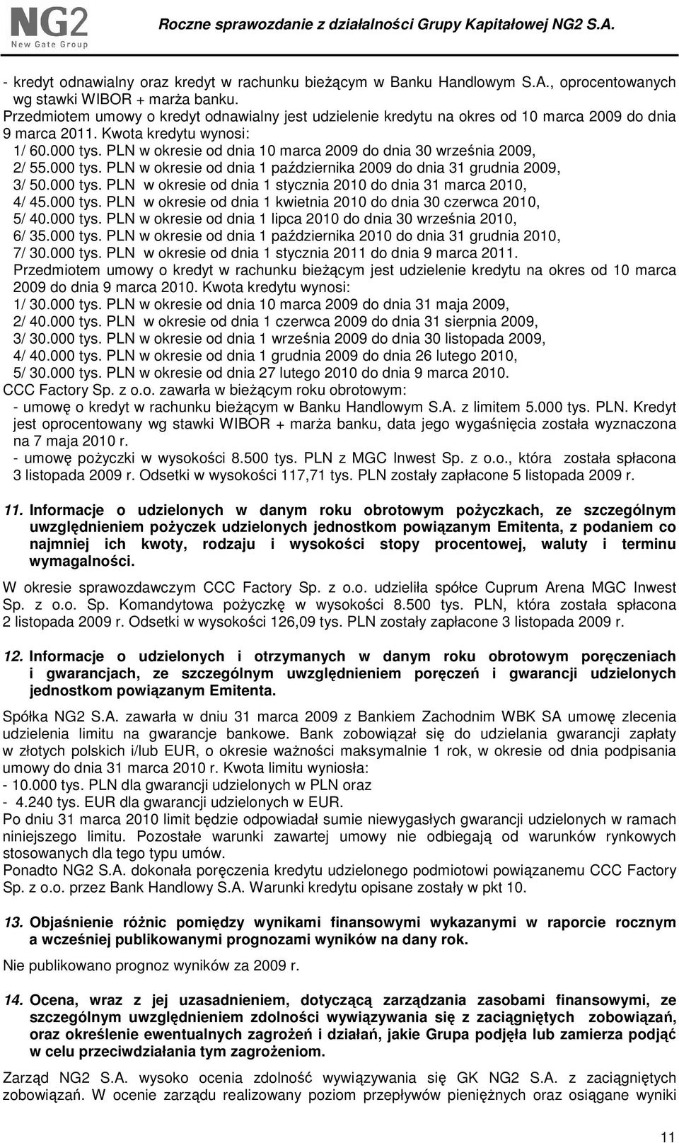 PLN w okresie od dnia 10 marca 2009 do dnia 30 września 2009, 2/ 55.000 tys. PLN w okresie od dnia 1 października 2009 do dnia 31 grudnia 2009, 3/ 50.000 tys. PLN w okresie od dnia 1 stycznia 2010 do dnia 31 marca 2010, 4/ 45.