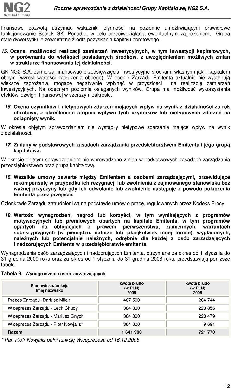 Ocena, moŝliwości realizacji zamierzeń inwestycyjnych, w tym inwestycji kapitałowych, w porównaniu do wielkości posiadanych środków, z uwzględnieniem moŝliwych zmian w strukturze finansowania tej