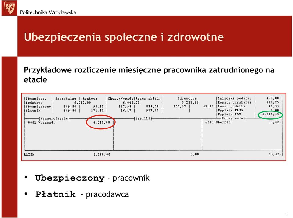 pracownika zatrudnionego na etacie