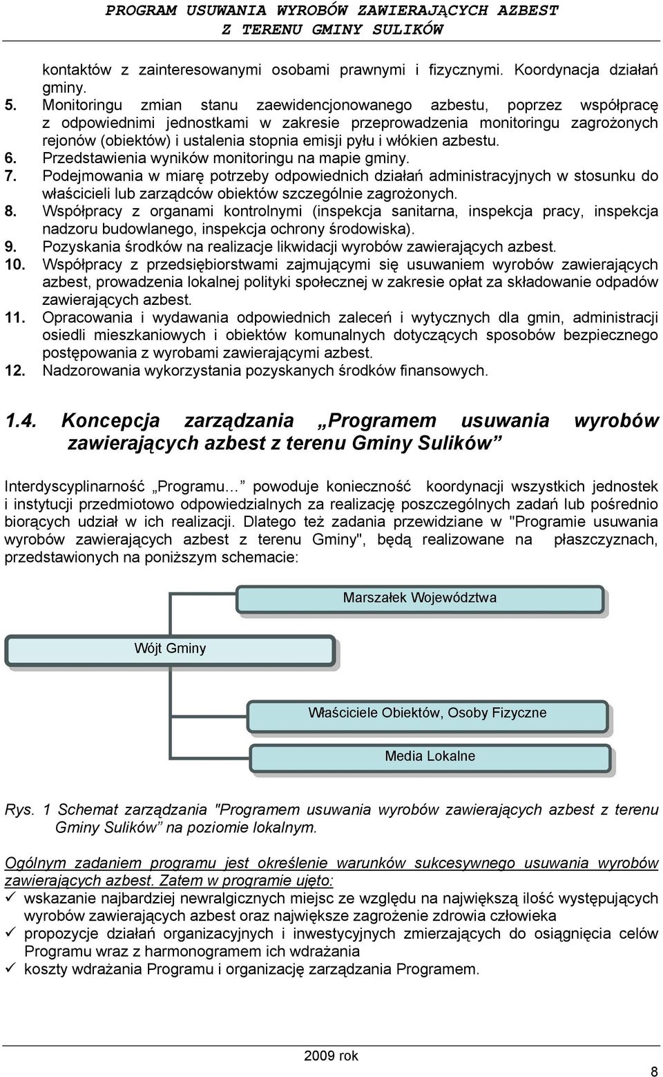 pyłu i włókien azbestu. 6. Przedstawienia wyników monitoringu na mapie gminy. 7.