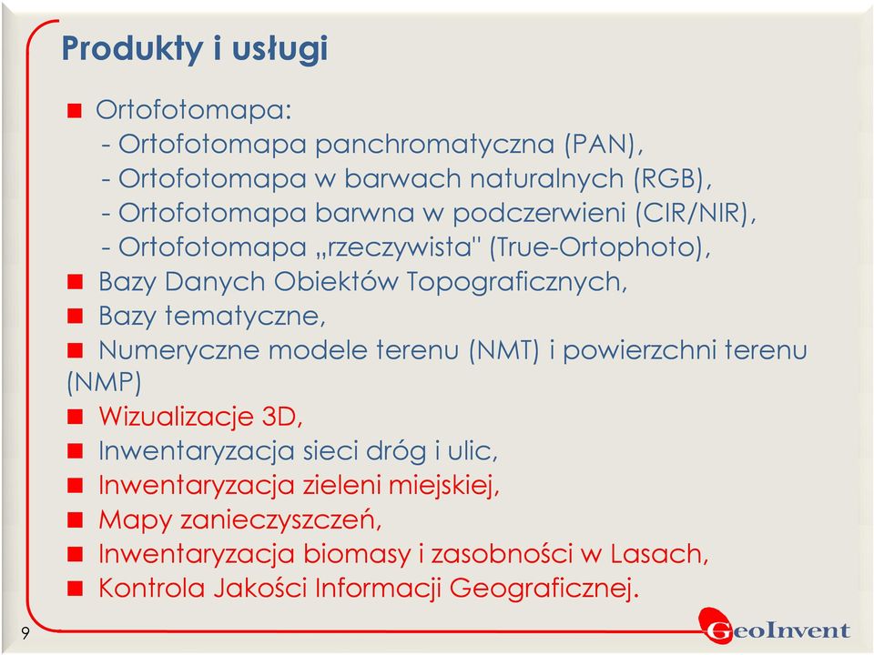 Bazy tematyczne, Numeryczne modele terenu (NMT) i powierzchni terenu (NMP) Wizualizacje 3D, Inwentaryzacja sieci dróg i ulic,