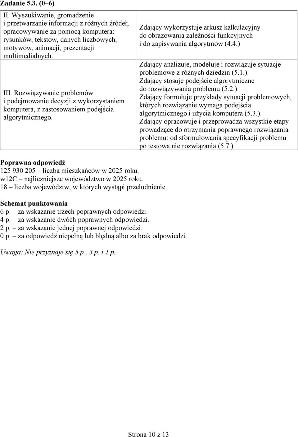 3.). Zdający opracowuje i przeprowadza wszystkie etapy prowadzące do otrzymania poprawnego rozwiązania problemu: od sformułowania specyfikacji problemu po testowa nie rozwiązania (5.7.). 125 930 205 liczba mieszkańców w 2025 roku.