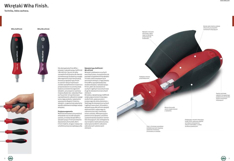 dwie gwiazdy firmy Wiha wkrętaki z rękojeścią typu SoftFinish i MicroFinish. Są one nie tylko niezwykle funkcjonalne ale również charakteryzują się idealną ze względów ergonomicznych konstrukcją.