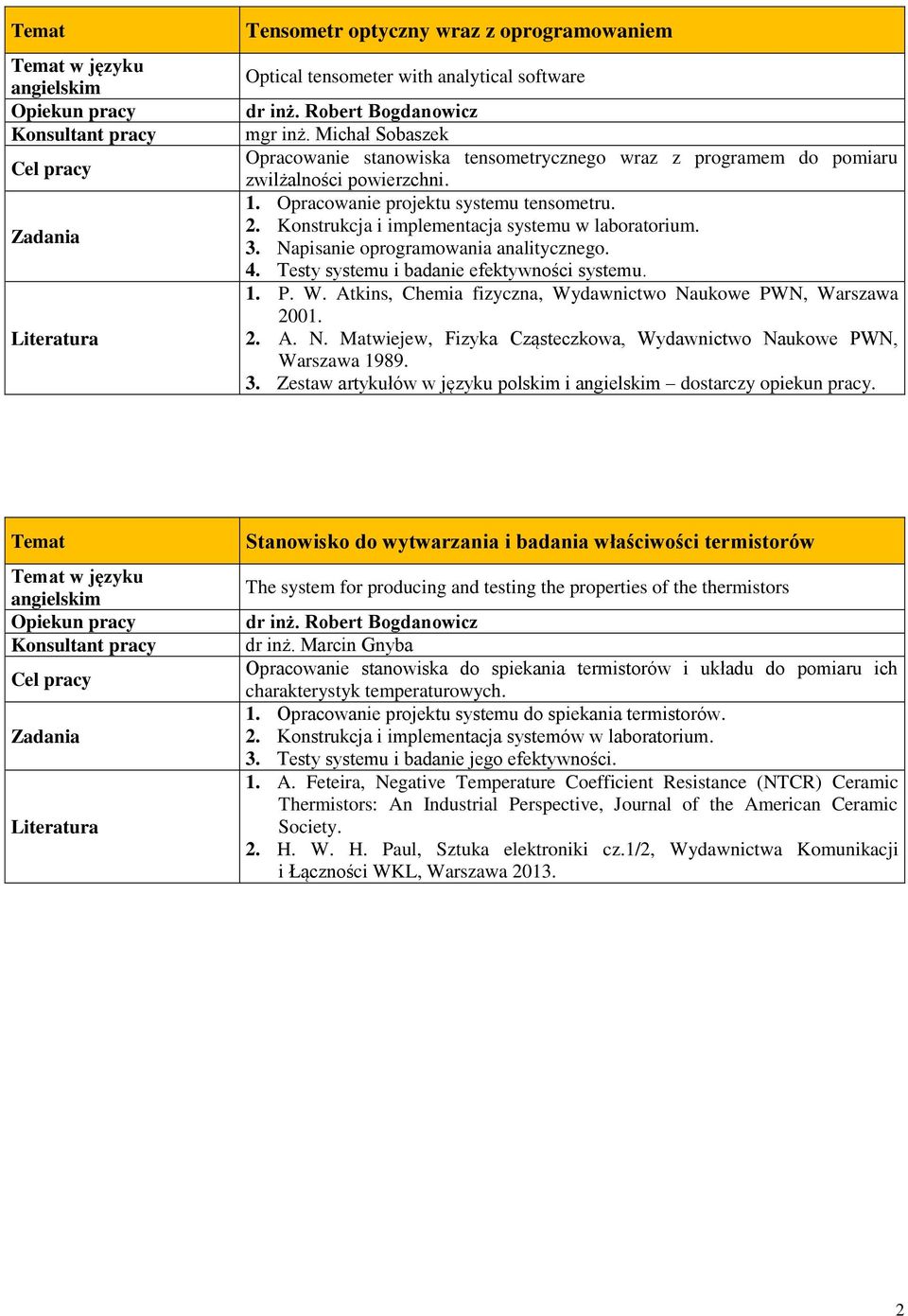 Konstrukcja i implementacja systemu w laboratorium. 3. Napisanie oprogramowania analitycznego. 4. Testy systemu i badanie efektywności systemu. 1. P. W.