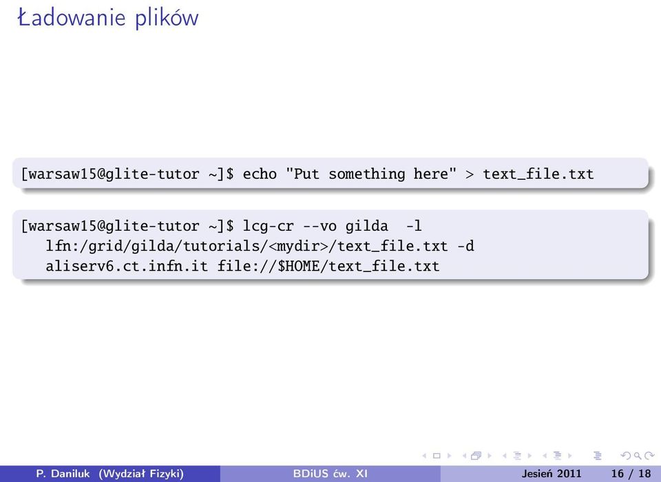 txt [warsaw15@glite-tutor ~]$ lcg-cr --vo gilda -l