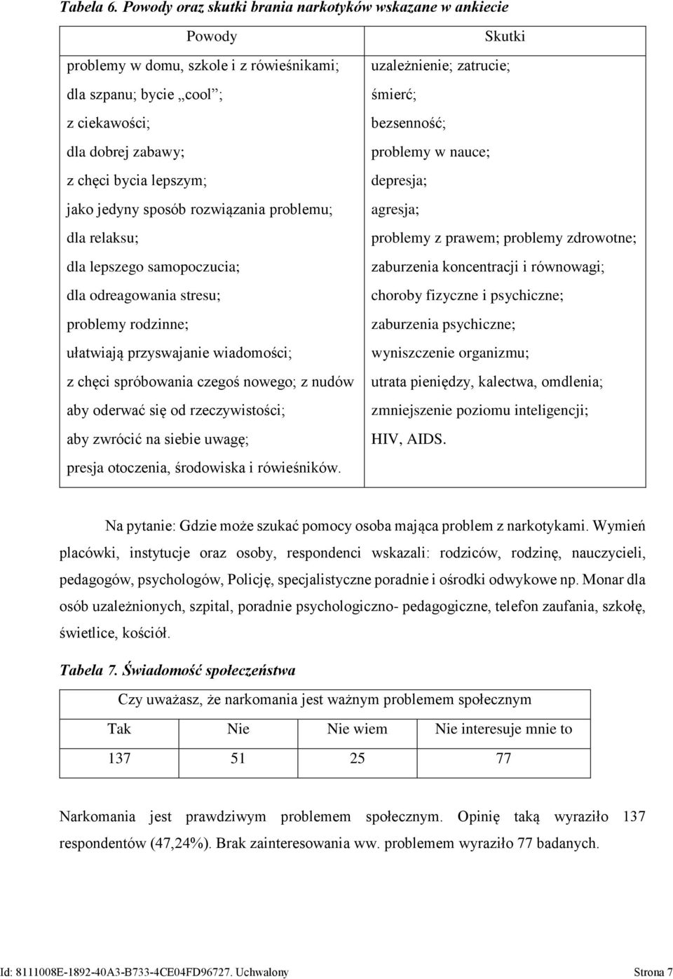 sposób rozwiązania problemu; dla relaksu; dla lepszego samopoczucia; dla odreagowania stresu; problemy rodzinne; ułatwiają przyswajanie wiadomości; z chęci spróbowania czegoś nowego; z nudów aby