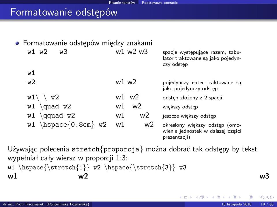 większy odstęp w1 \hspace{0.