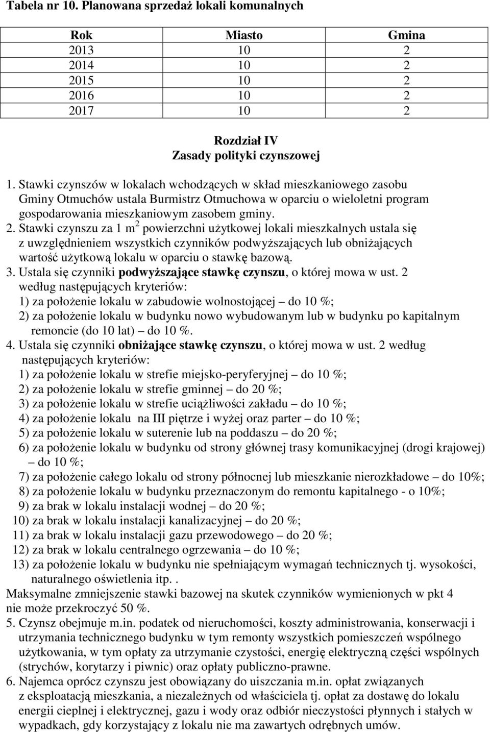 Stawki czynszu za 1 m 2 powierzchni użytkowej lokali mieszkalnych ustala się z uwzględnieniem wszystkich czynników podwyższających lub obniżających wartość użytkową lokalu w oparciu o stawkę bazową.