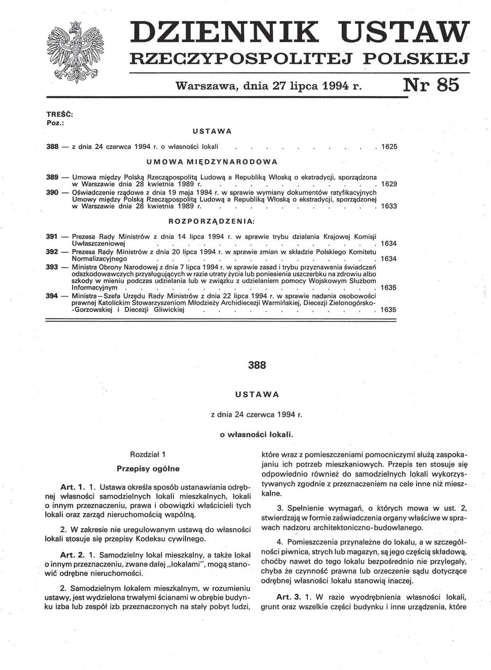 1629 390 - Oświadczenie rządowe z dnia 19 maja 1994 r.