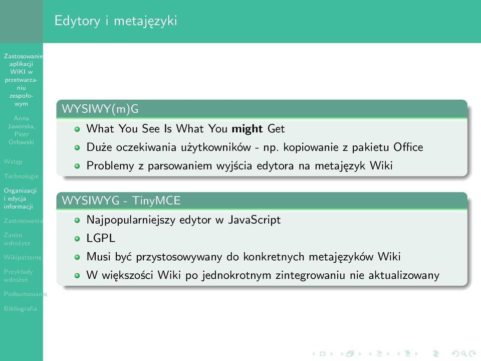 kopiowanie z pakietu Office Problemy z parsowaniem wyjścia edytora na metajęzyk Wiki WYSIWYG