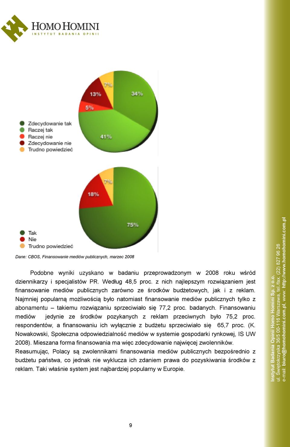 Najmniej popularną możliwością było natomiast finansowanie mediów publicznych tylko z abonamentu takiemu rozwiązaniu sprzeciwiało się 77,2 proc. badanych.