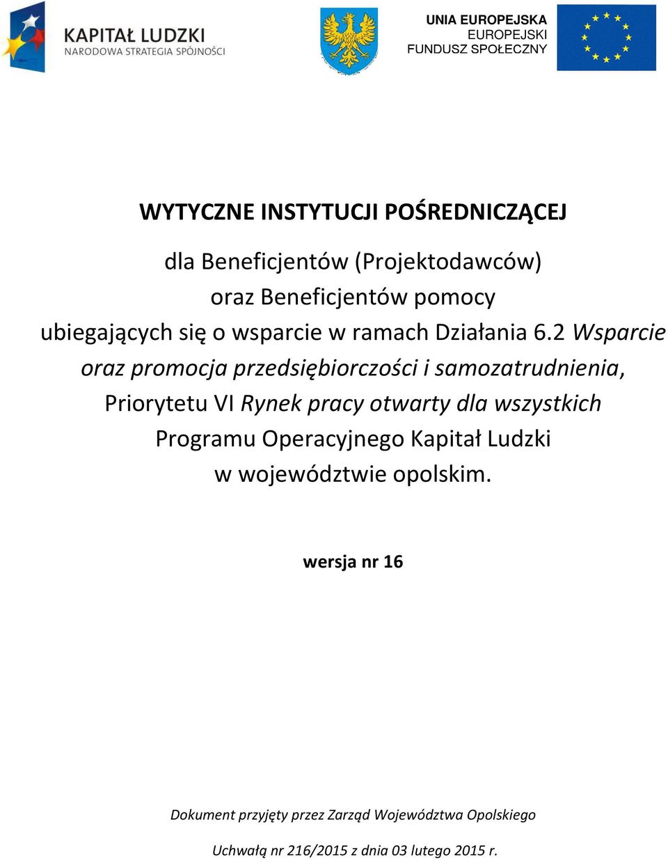 2 Wsparcie oraz promocja przedsiębiorczości i samozatrudnienia, Priorytetu VI Rynek pracy otwarty dla wszystkich