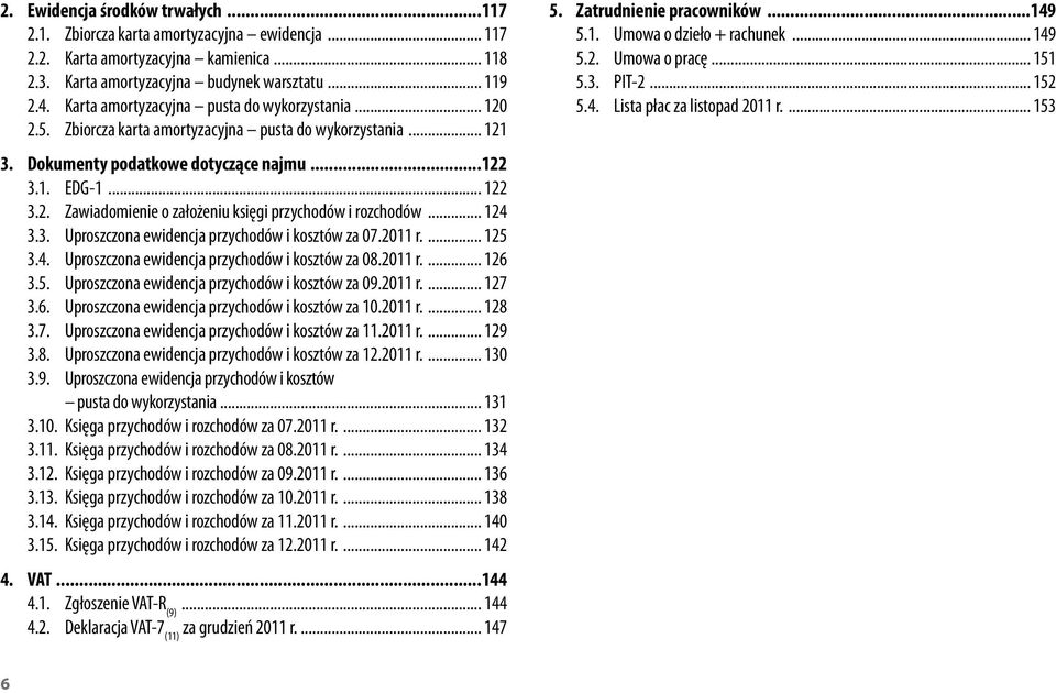 .. 124 3.3. Uproszczona ewidencja przychodów i kosztów za 07.2011 r.... 125 3.4. Uproszczona ewidencja przychodów i kosztów za 08.2011 r.... 126 3.5. Uproszczona ewidencja przychodów i kosztów za 09.