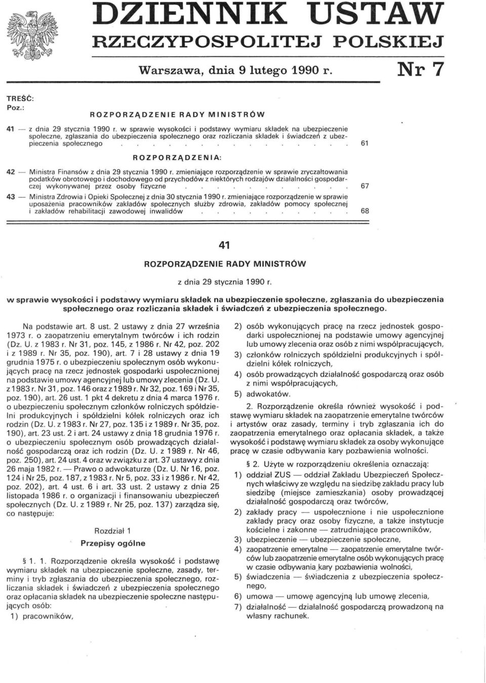 N la: 42 - M inistra Finansów z dnia 29 stycznia 1990 r.