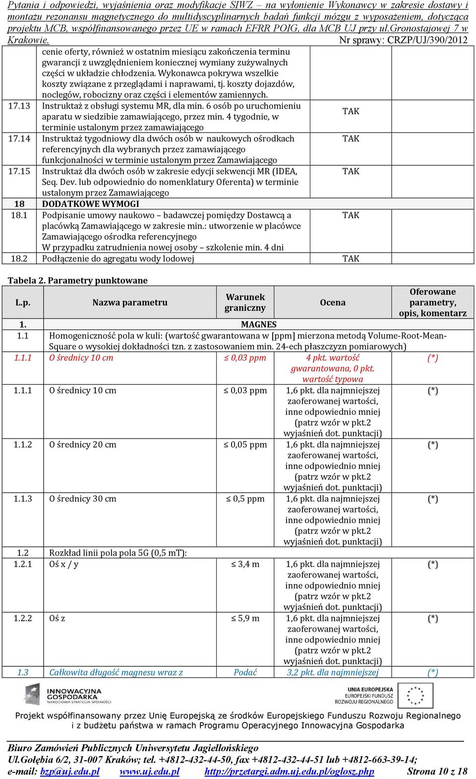 6 osób po uruchomieniu aparatu w siedzibie zamawiającego, przez min. 4 tygodnie, w terminie ustalonym przez zamawiającego 17.