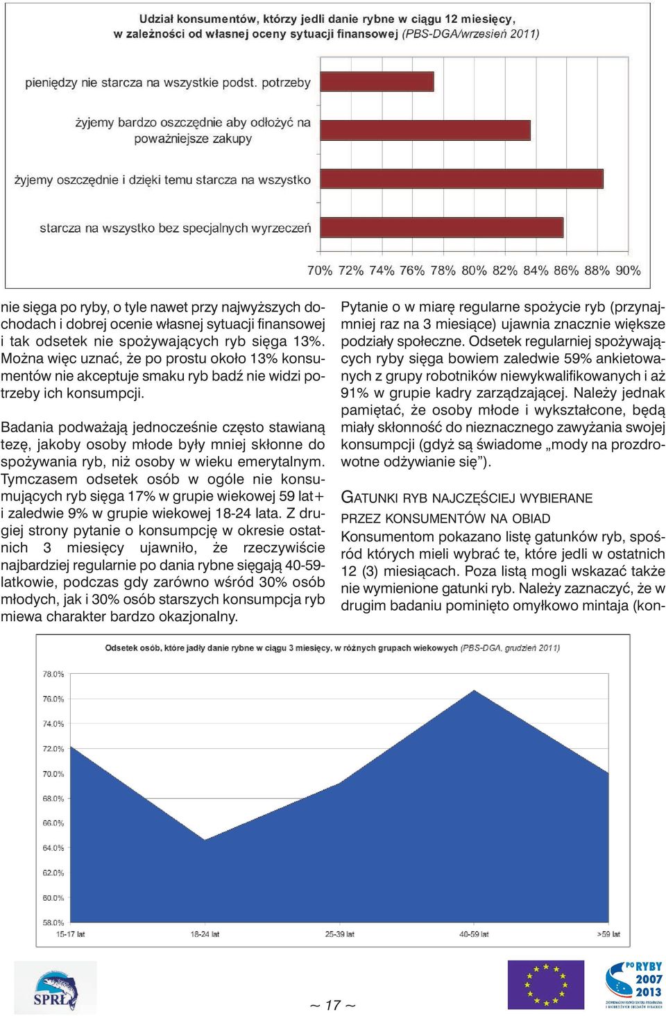 Badania podważają jednocześnie często stawianą tezę, jakoby osoby młode były mniej skłonne do spożywania ryb, niż osoby w wieku emerytalnym.