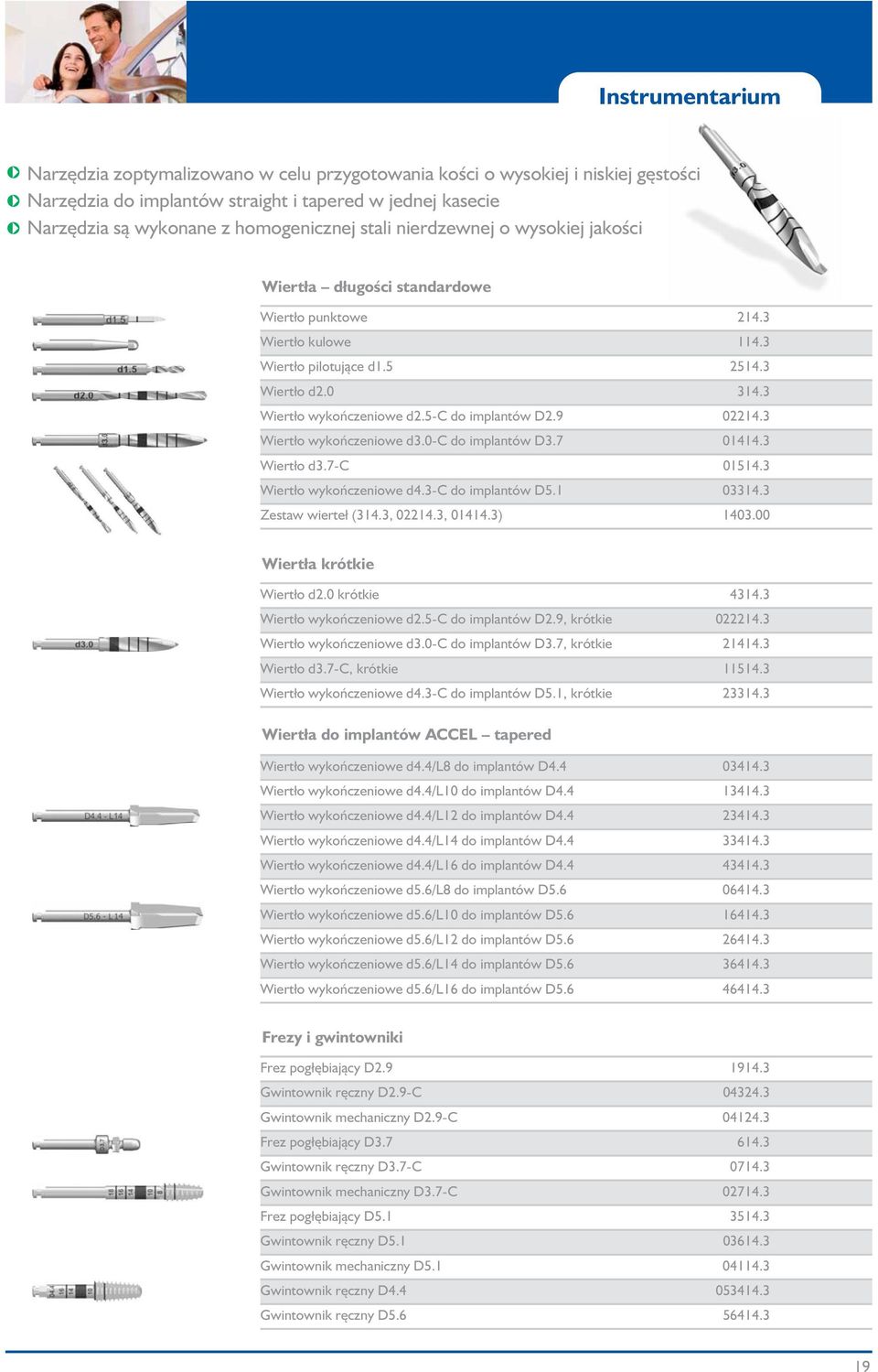 5-c do implantów 2.9 02214.3 Wiertło wykończeniowe d3.0-c do implantów 3.7 01414.3 Wiertło d3.7-c 01514.3 Wiertło wykończeniowe d4.3-c do implantów 5.1 03314.3 Zestaw wierteł (314.3, 02214.3, 01414.