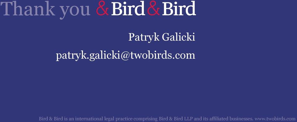 com Bird & Bird is an international legal